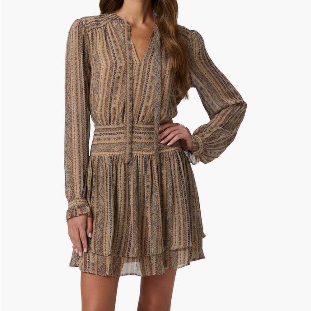 [PAIGE] Nantes Mixed Print Long Sleeve Silk Chiffon Dress